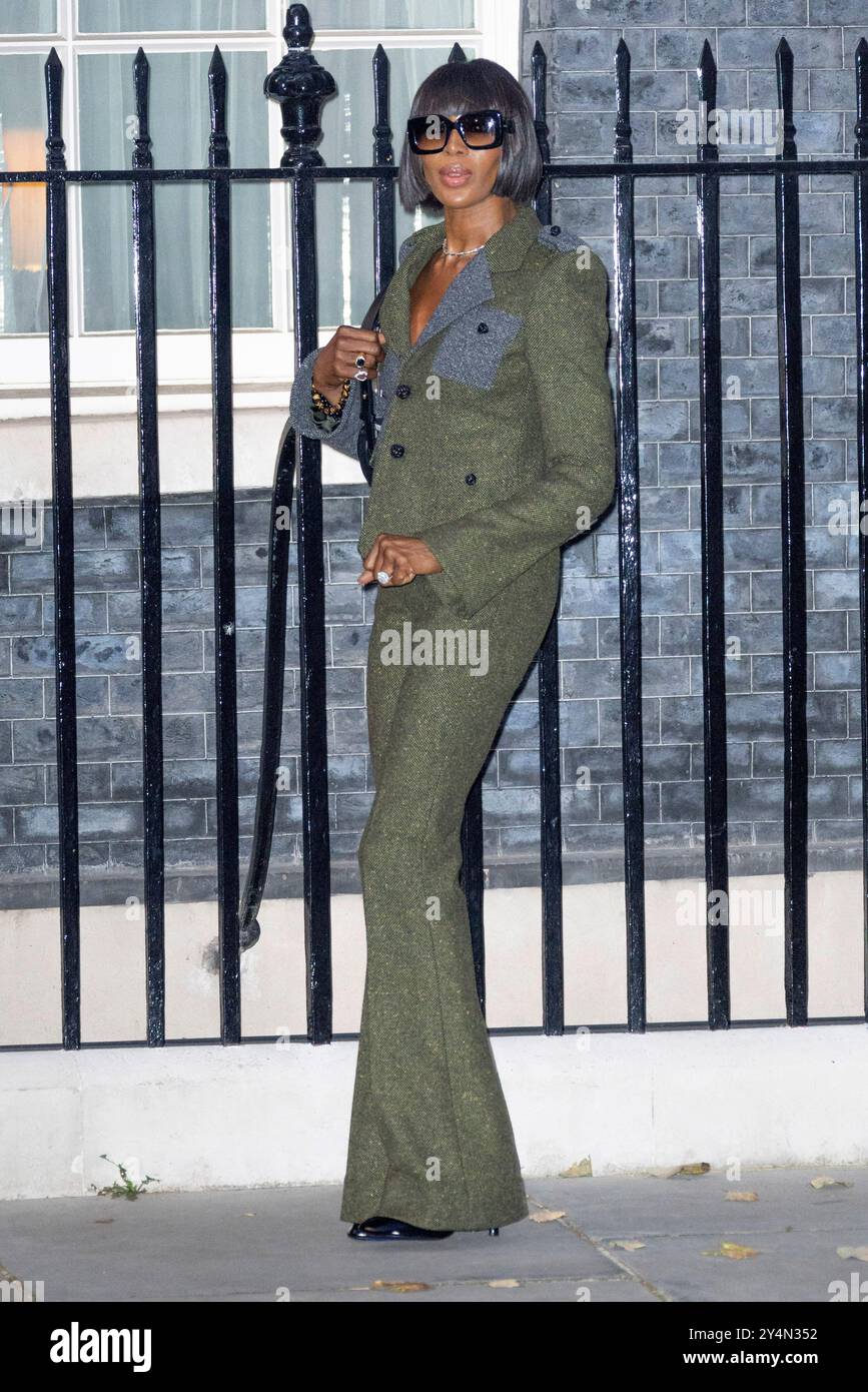 16 settembre 2024, Londra, Inghilterra, Regno Unito - Naomi Campbell partecipa al ricevimento della London Fashion Week di Downing Street Foto Stock