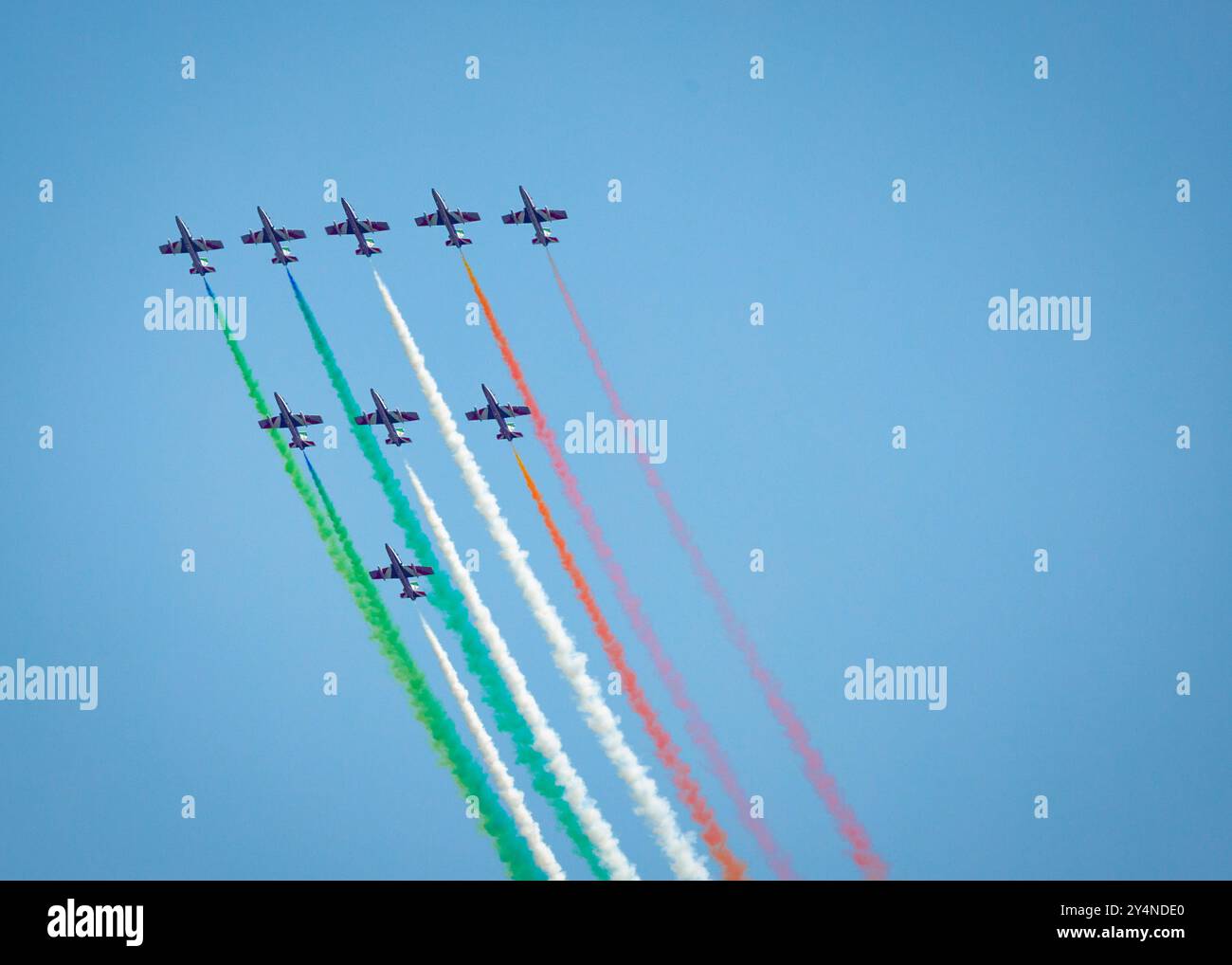 L'Italian Air Force frecce Tricolori Aerobatic Team in occasione del 75° anniversario della dimostrazione di potenza congiunta NATO a Virginia Beach, Virginia. Foto Stock