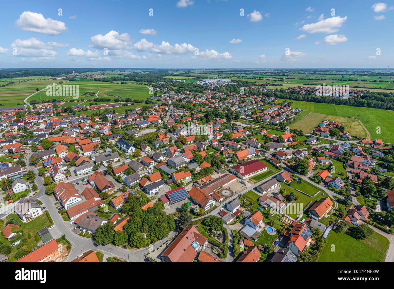 Vista di Ettringen sul Wertach nella regione sveva del basso Allgaeu Foto Stock