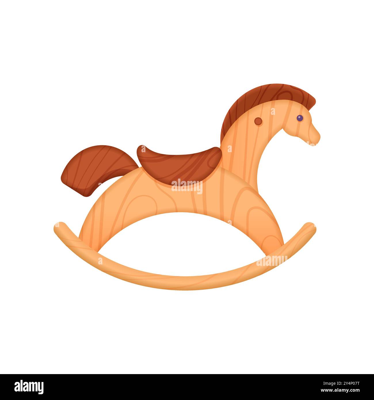 Illustrazione vettoriale di un classico cavallo a dondolo in legno, perfetto per i bambini. Illustrazione Vettoriale