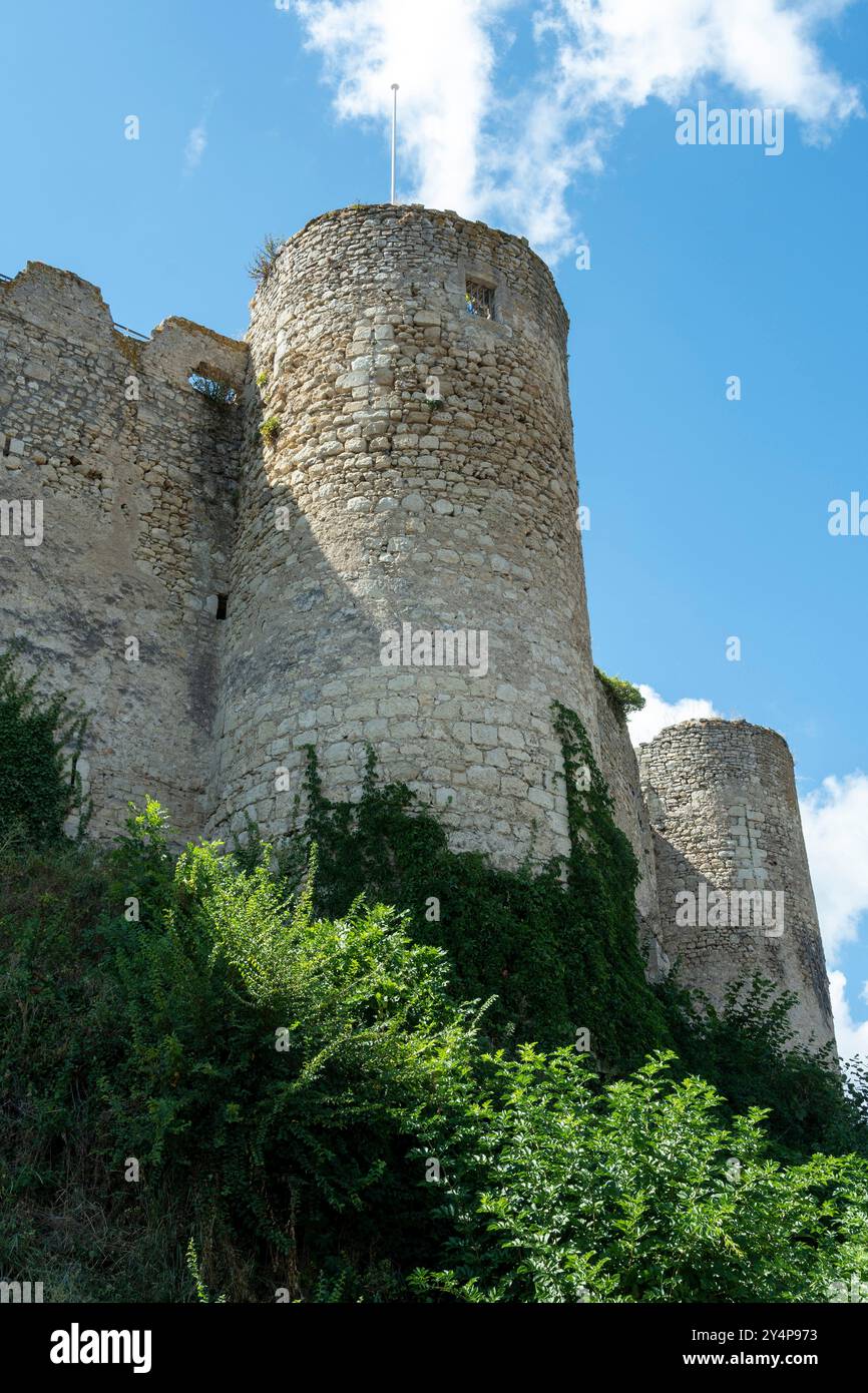 Castello fortificato di Billy, che mostra l'architettura medievale del XIII secolo nel dipartimento di Allier, Auvergne-Rhône-Alpes, Francia Foto Stock