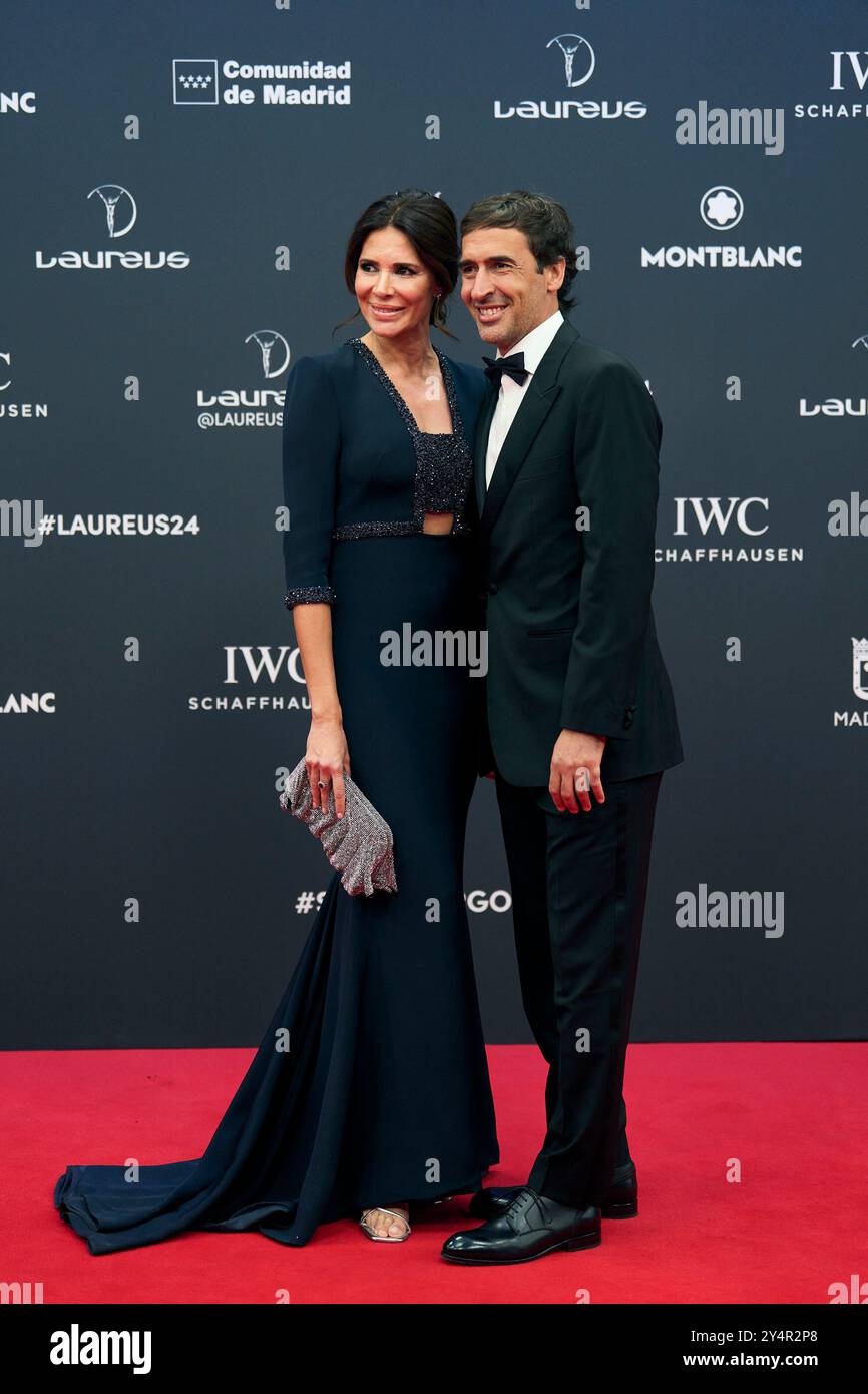 Raul Gonzalez, Mamen Sanz partecipa al Laureus World Sports Awards Madrid 2024 - Red Carpet al Palacio de Cibeles il 22 aprile 2024 a Madrid, Spagna. Foto Stock