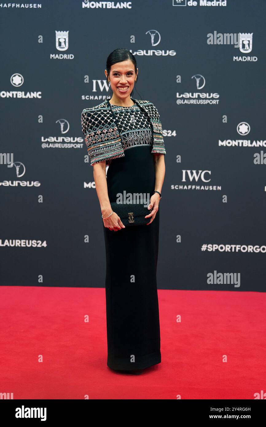 Nicol David partecipa al Laureus World Sports Awards Madrid 2024 - Red Carpet al Palacio de Cibeles il 22 aprile 2024 a Madrid, Spagna. Foto Stock