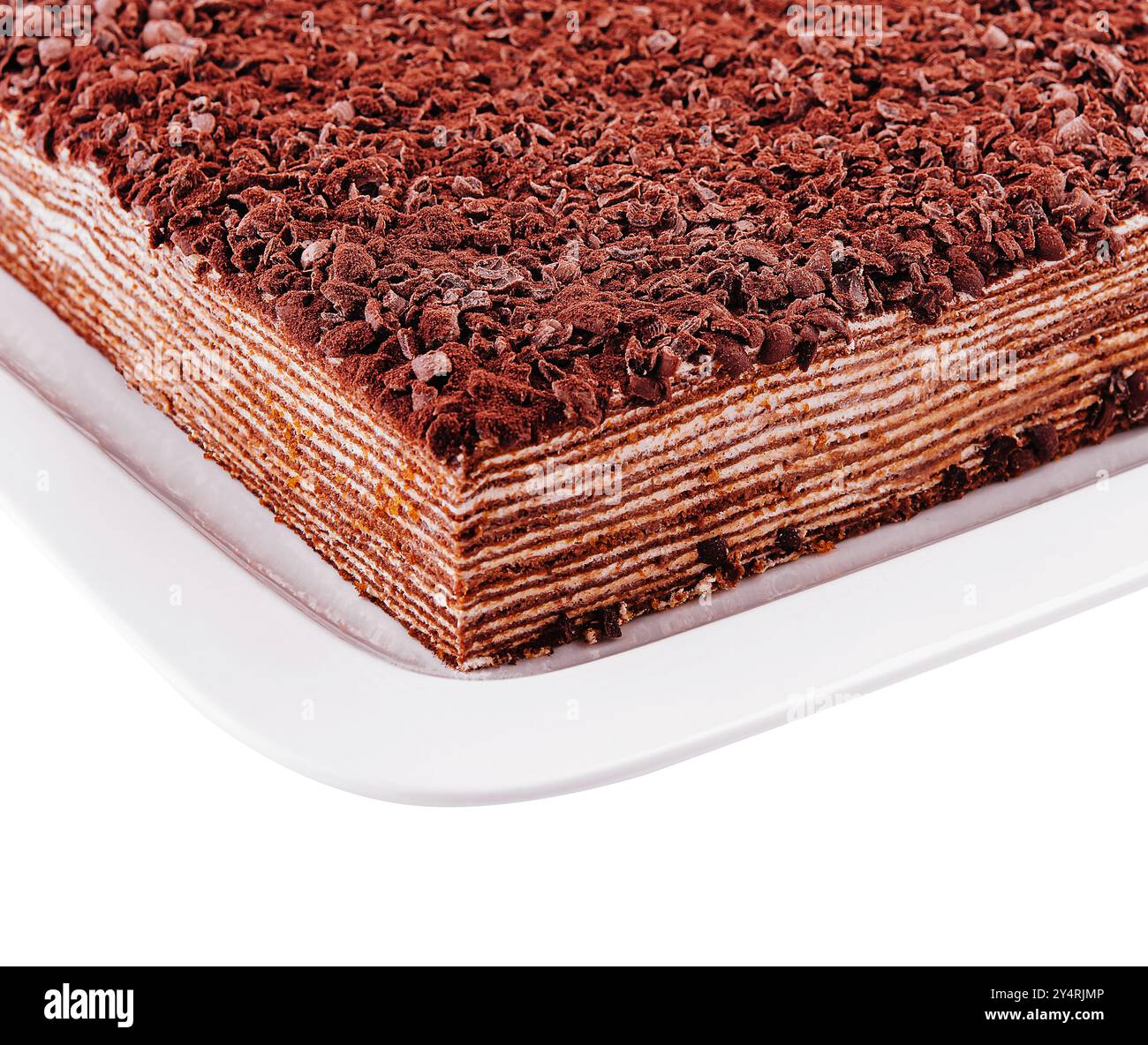 torta al cioccolato multistrato con panna acida Foto Stock