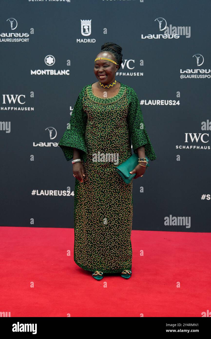 Tegla Loroupe partecipa al Laureus World Sports Awards Madrid 2024 - Red Carpet al Palacio de Cibeles il 22 aprile 2024 a Madrid, Spagna. Foto Stock