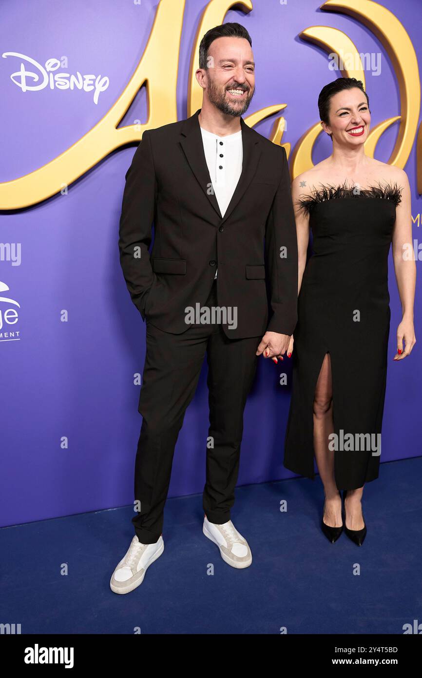 Pablo Puyol, Beatriz Mur partecipa alla prima musicale "Aladdin" al Coliseum Theatre il 23 marzo 2023 a Madrid, Spagna. Foto Stock