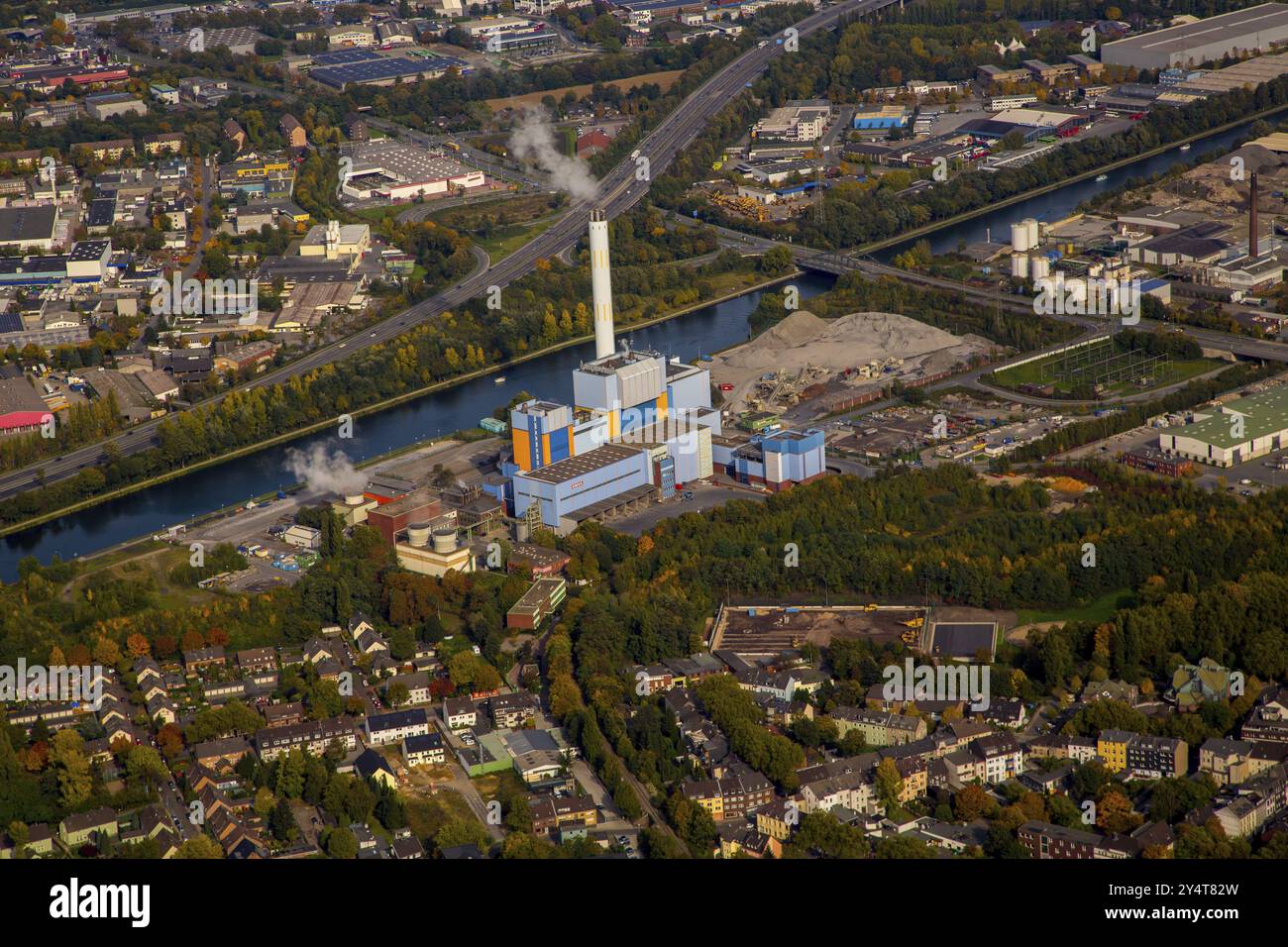 Impianto di incenerimento dei rifiuti di Oberhausen, settore dello smaltimento dei rifiuti Foto Stock