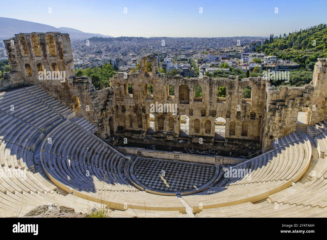 Odeon di Erode Attico, un teatro romano all Acropoli di Atene in Grecia Foto Stock
