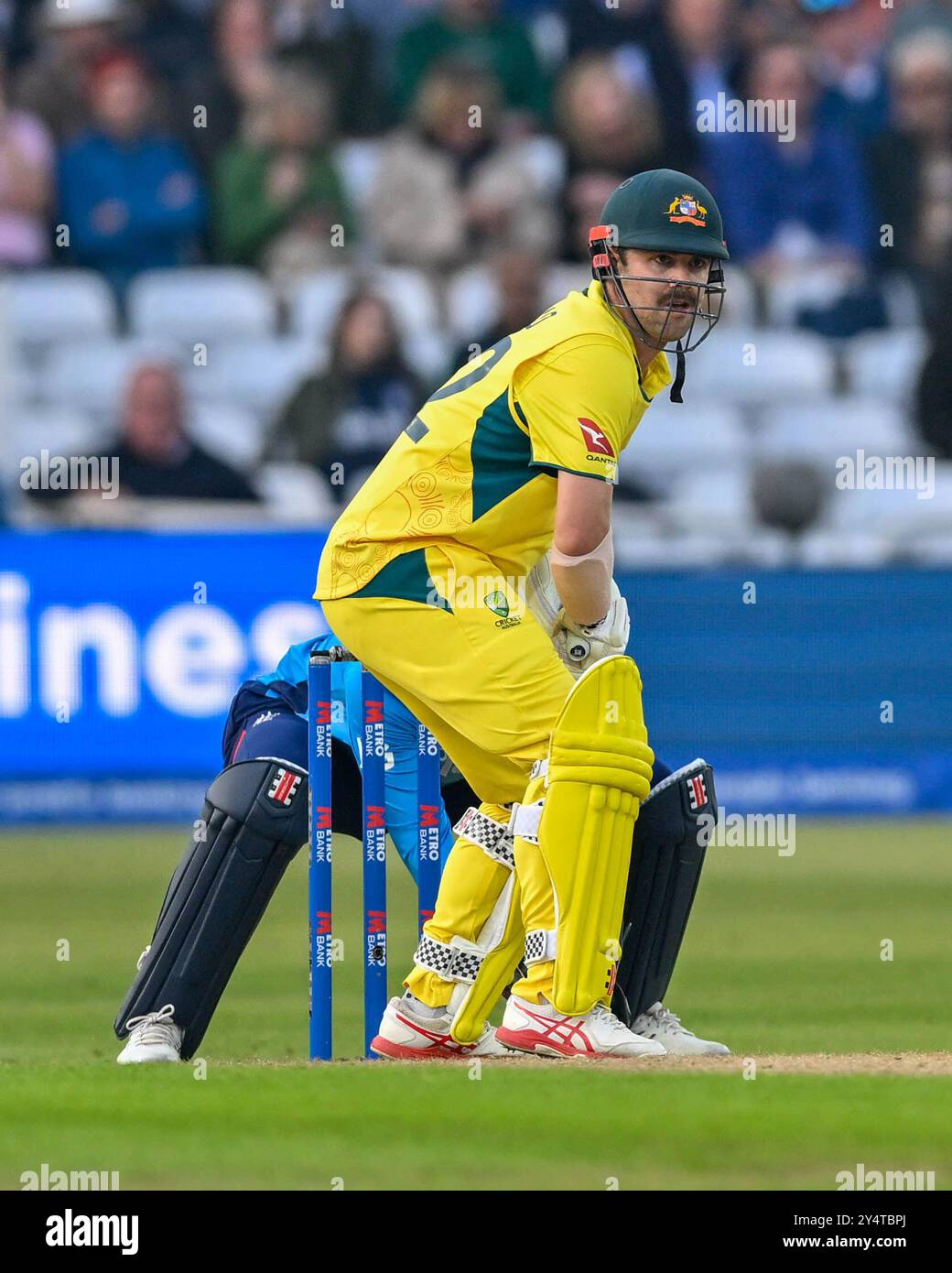 TESTA DI Travis (Australia) in battuta durante la prima partita internazionale del Metro Bank One Day Inghilterra vs Australia a Trent Bridge, Nottingham, Regno Unito, 19 settembre 2024 (foto di Mark Dunn/News Images) Foto Stock