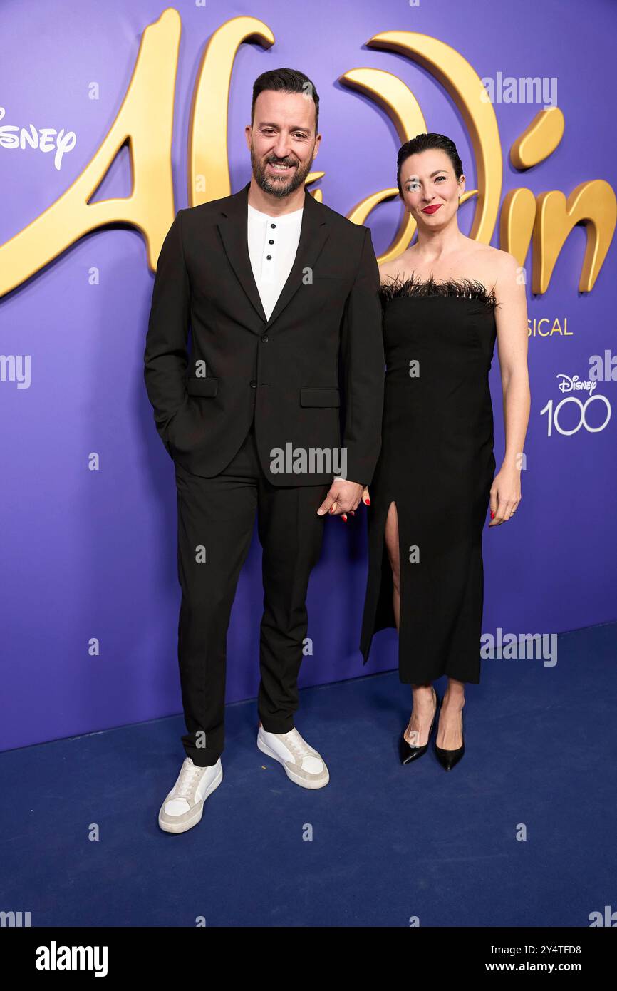 Pablo Puyol, Beatriz Mur partecipa alla prima musicale "Aladdin" al Coliseum Theatre il 23 marzo 2023 a Madrid, Spagna. Foto Stock