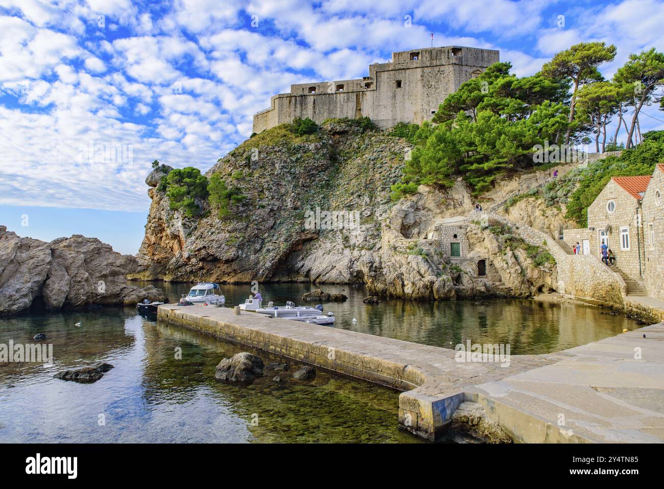 Fort Lovrijenac, una fortezza sulle mura occidentali della città vecchia di Dubrovnik, Croazia, Europa Foto Stock