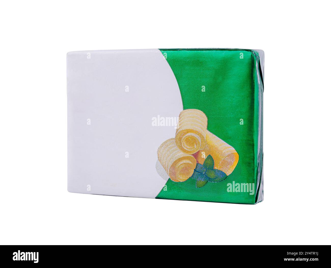 Confezione di burro verde con spazio vuoto per il contenuto Foto Stock