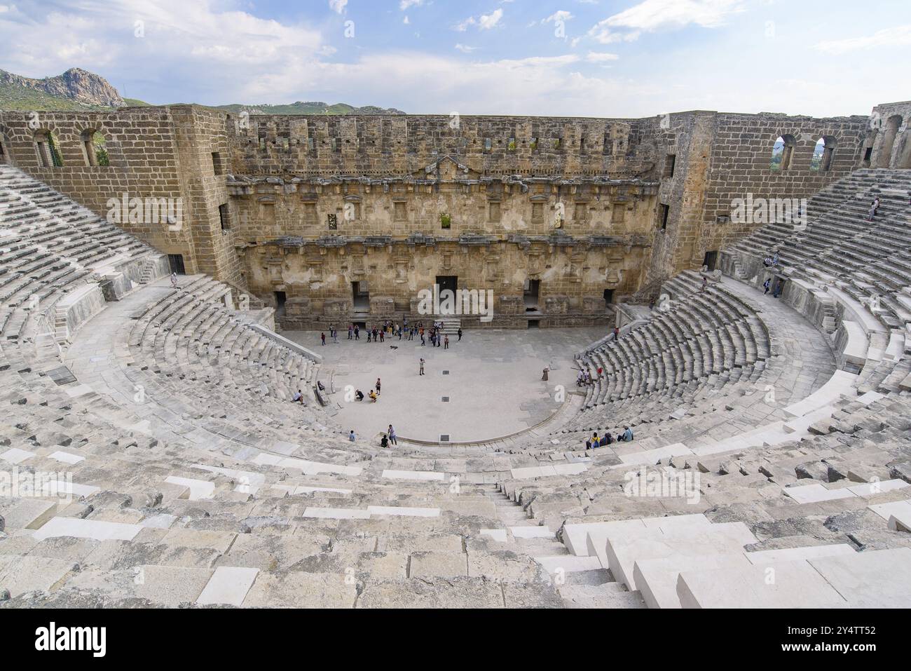 Teatro romano ben conservato ad Aspendos ad Antalya, Turchia, Asia Foto Stock