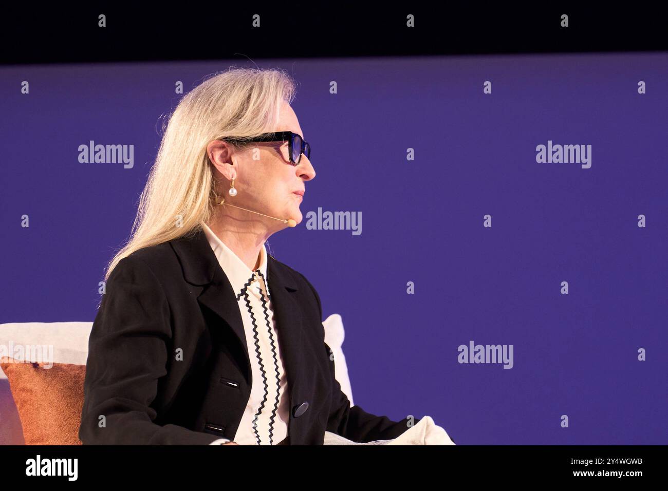 Meryl Streep partecipa alla conferenza "sin Guion" durante la Princesa de Asturias Awards 2023 al Palacio de Congresos il 18 ottobre 2023 a Oviedo, in Spagna. Foto Stock