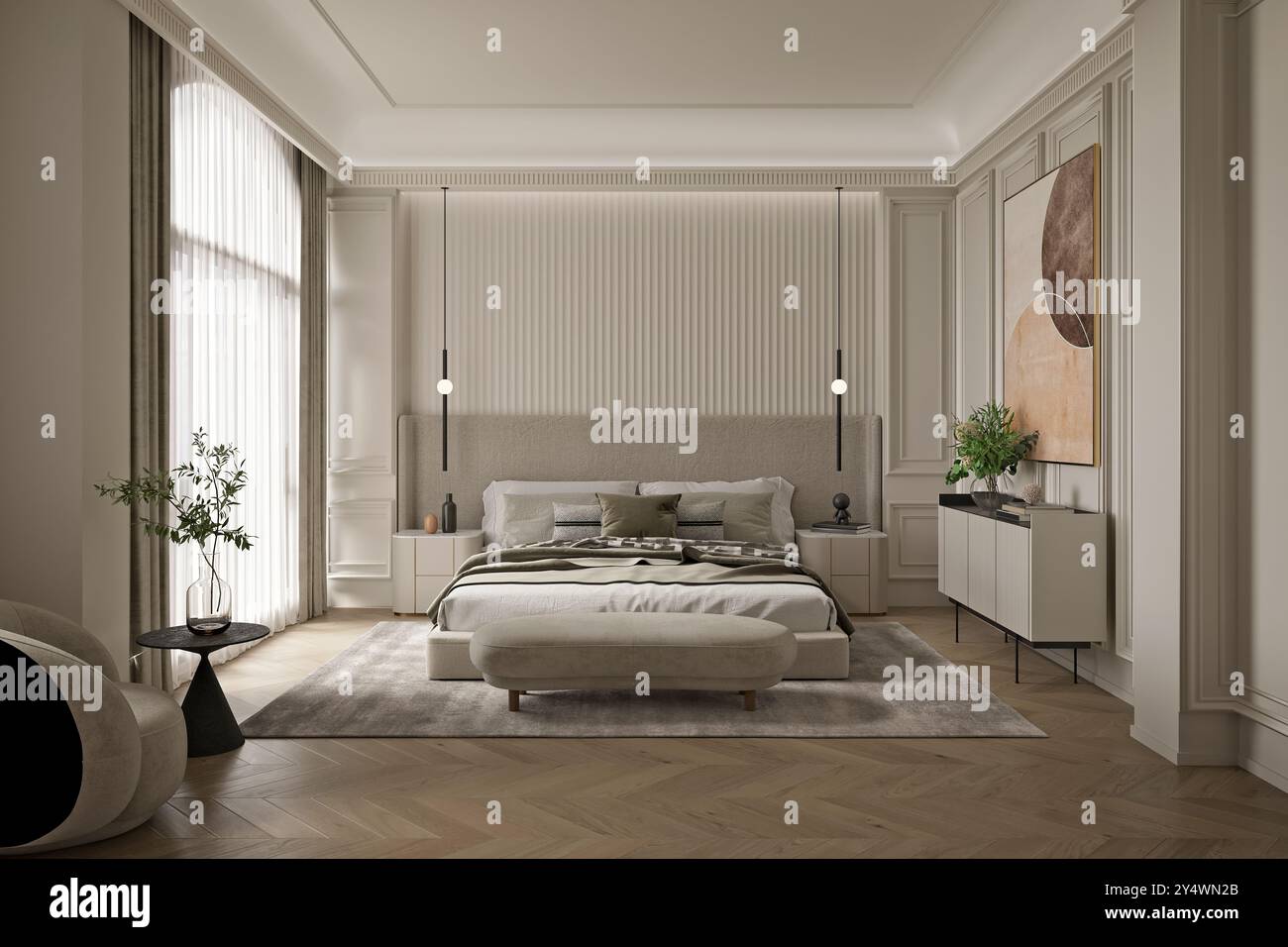 3D render hotel moderno camera Foto Stock