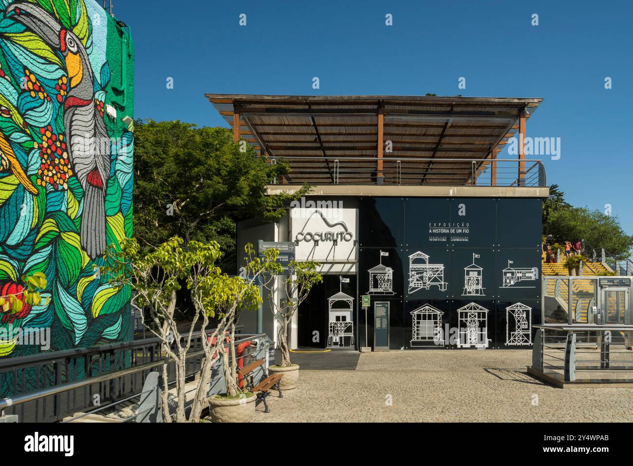 Rio de janeiro, Brasile. Tour del Pan di zucchero. Cocuruto, museo della funivia. Mostra la storia di un cavo. Situato in cima alla collina di Urca. Foto Stock