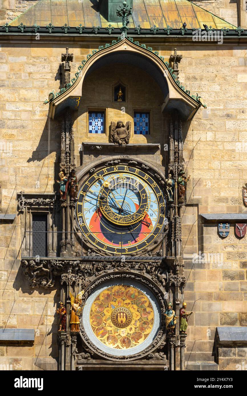 Orologio astronomico di Praga sul Municipio della città Vecchia di Praga, Repubblica Ceca. Foto Stock