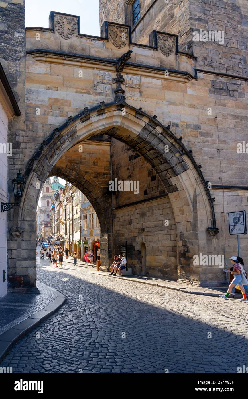 Città minore vista dal Ponte Carlo a Praga, Repubblica Ceca. Foto Stock
