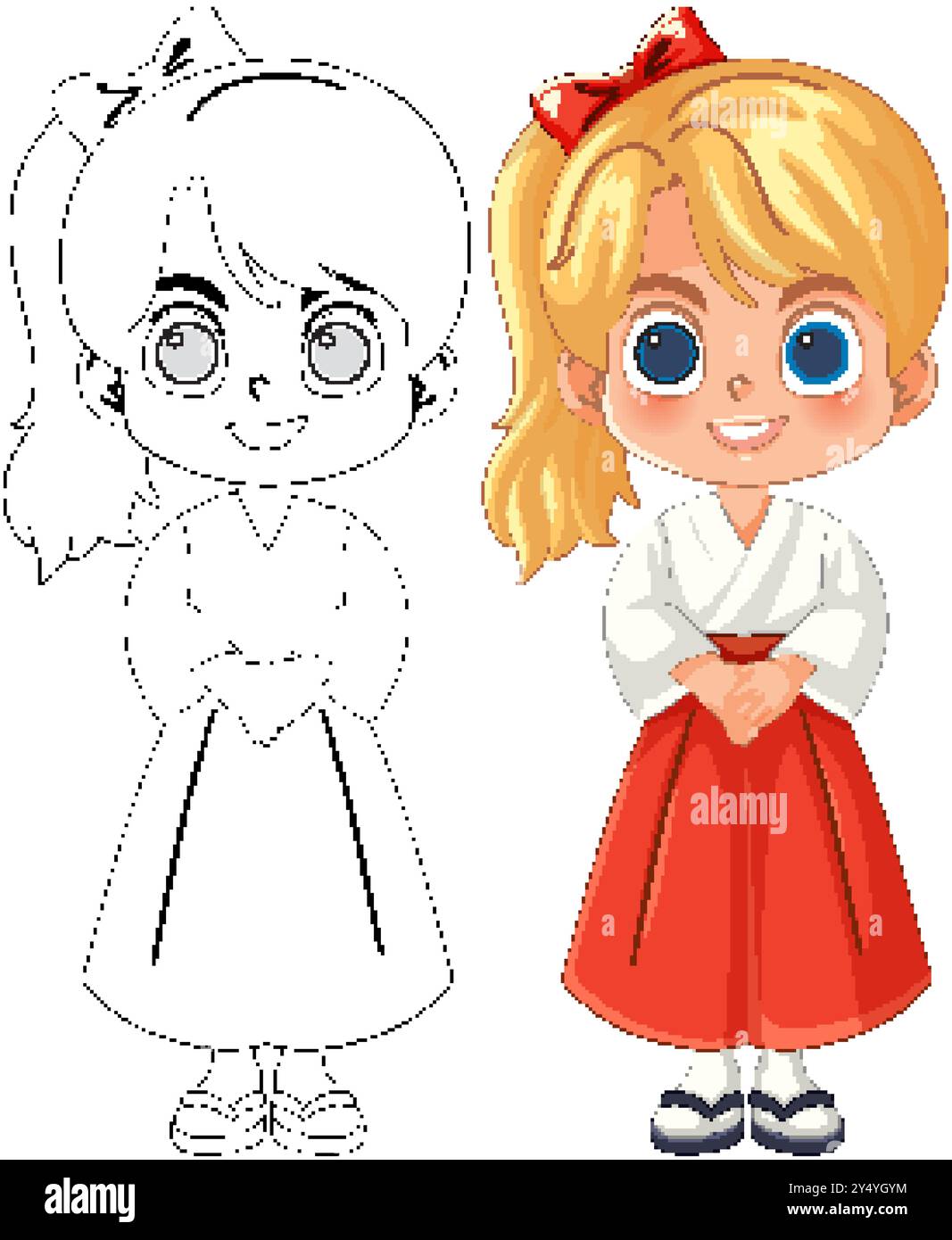 Adorabili bambini con abbigliamento tradizionale Illustrazione Vettoriale