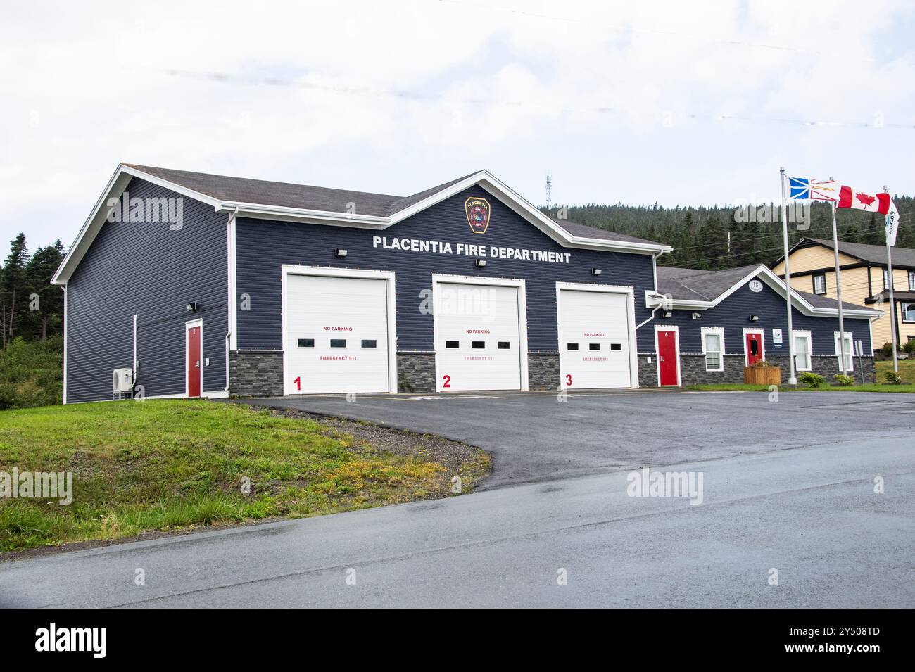 Vigili del fuoco sulla High Road a Freshwater, Placentia, Terranova e Labrador, Canada Foto Stock
