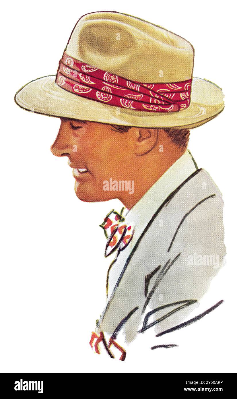 1948 illustrazione pubblicitaria degli Stati Uniti di un uomo con un cappello. Foto Stock