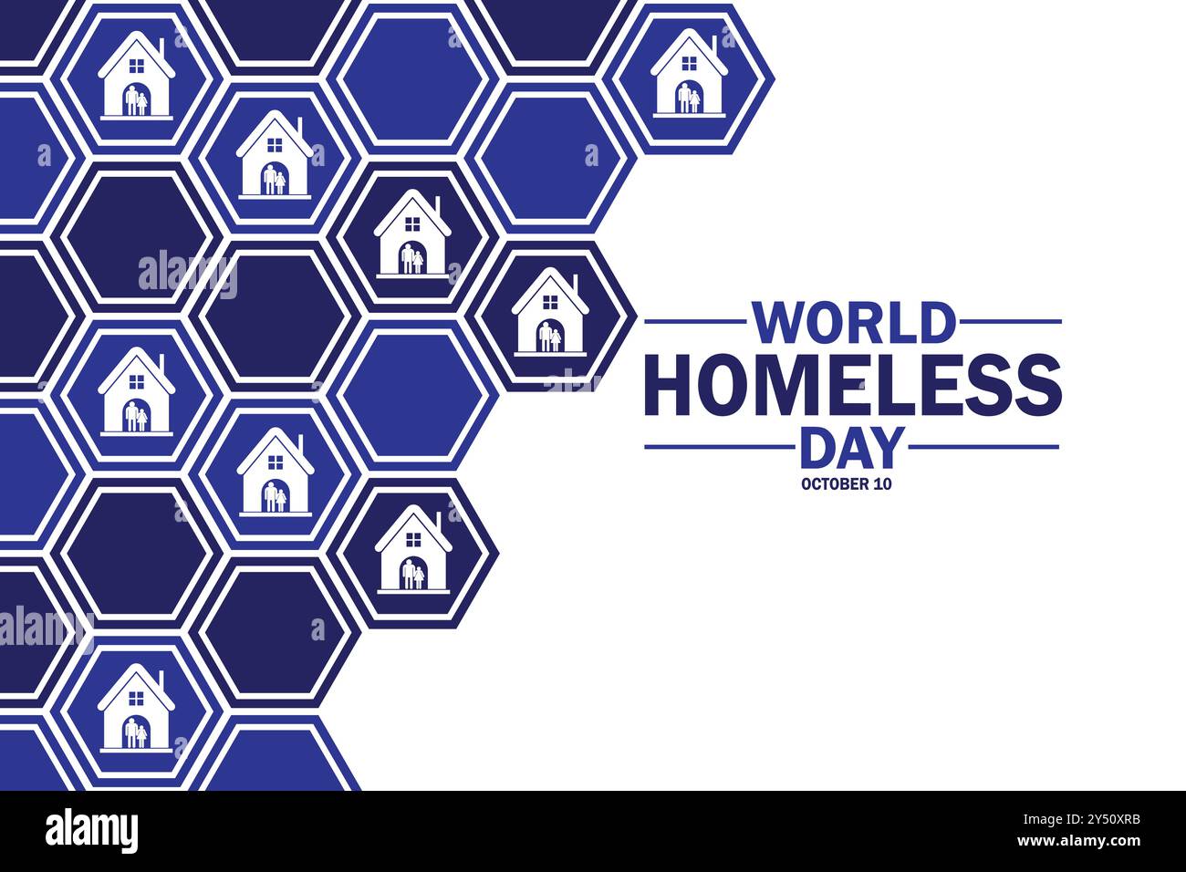 Carta da parati World Homeless Day con forme e tipografia, striscione, scheda, poster, modello. Giornata mondiale dei senzatetto, antefatti Illustrazione Vettoriale