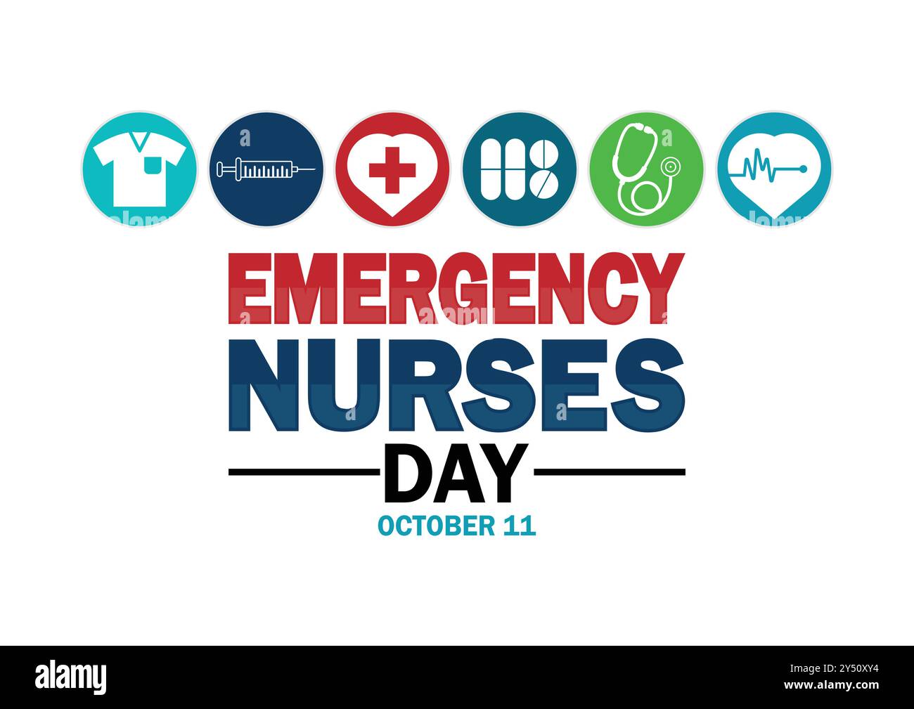 Illustrazione del vettore giorno infermieri di emergenza. 11 ottobre. Concetto di vacanza. Modello per sfondo, banner, scheda, poster con iscrizione di testo Illustrazione Vettoriale