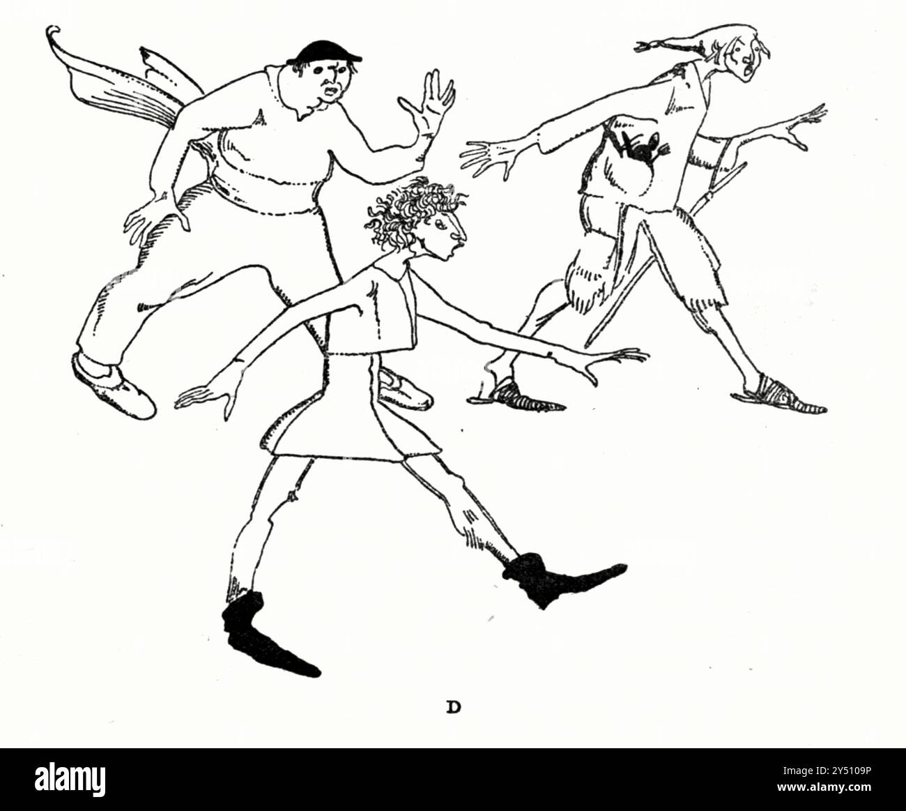 I RAPINATORI NON HANNO PERSO TEMPO IN DECAMPING DAI CORISTI DI ST. GUDULE Folk Tales of Flanders Illustrated by Jean de Bosschère (Uccle, 5 luglio 1878 – Châteauroux, 17 gennaio 1953) è stato uno scrittore e pittore belga pubblicato nel 1919 da Dodd, Mead & Company Foto Stock