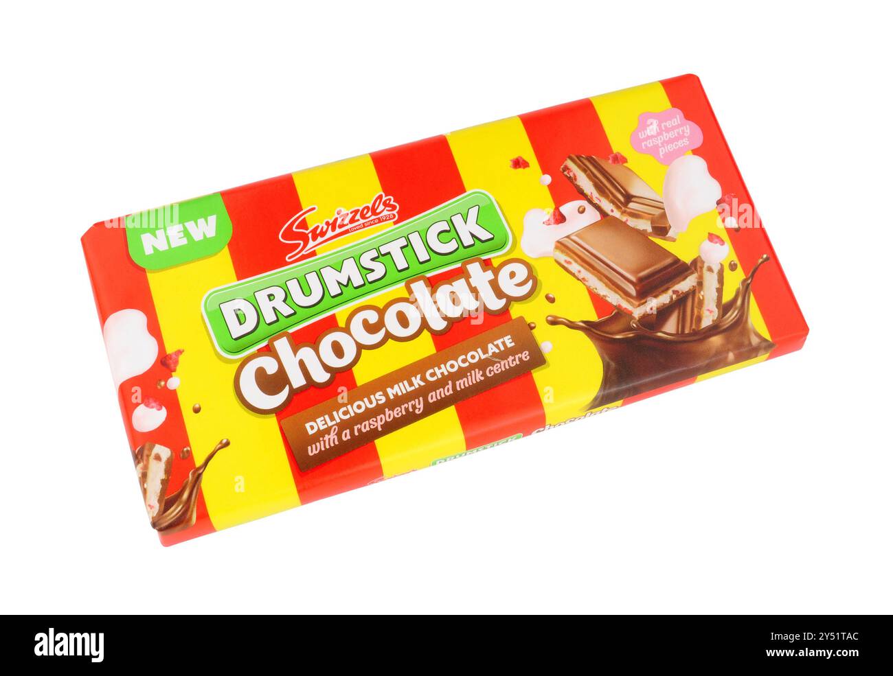 Barretta di cioccolato Swizzels Matlow con bacchette di cioccolato ripiena di barretta al centro con bacchette di lampone Foto Stock