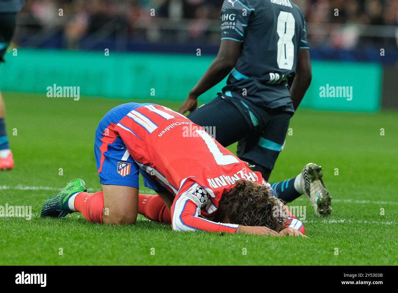 Antoine Griezmann dell'Atletico de Madrid durante la fase MD1 della UEFA Champions League a Madrid e RB Leipzig all'Estadio Metropolitano di Septe Foto Stock