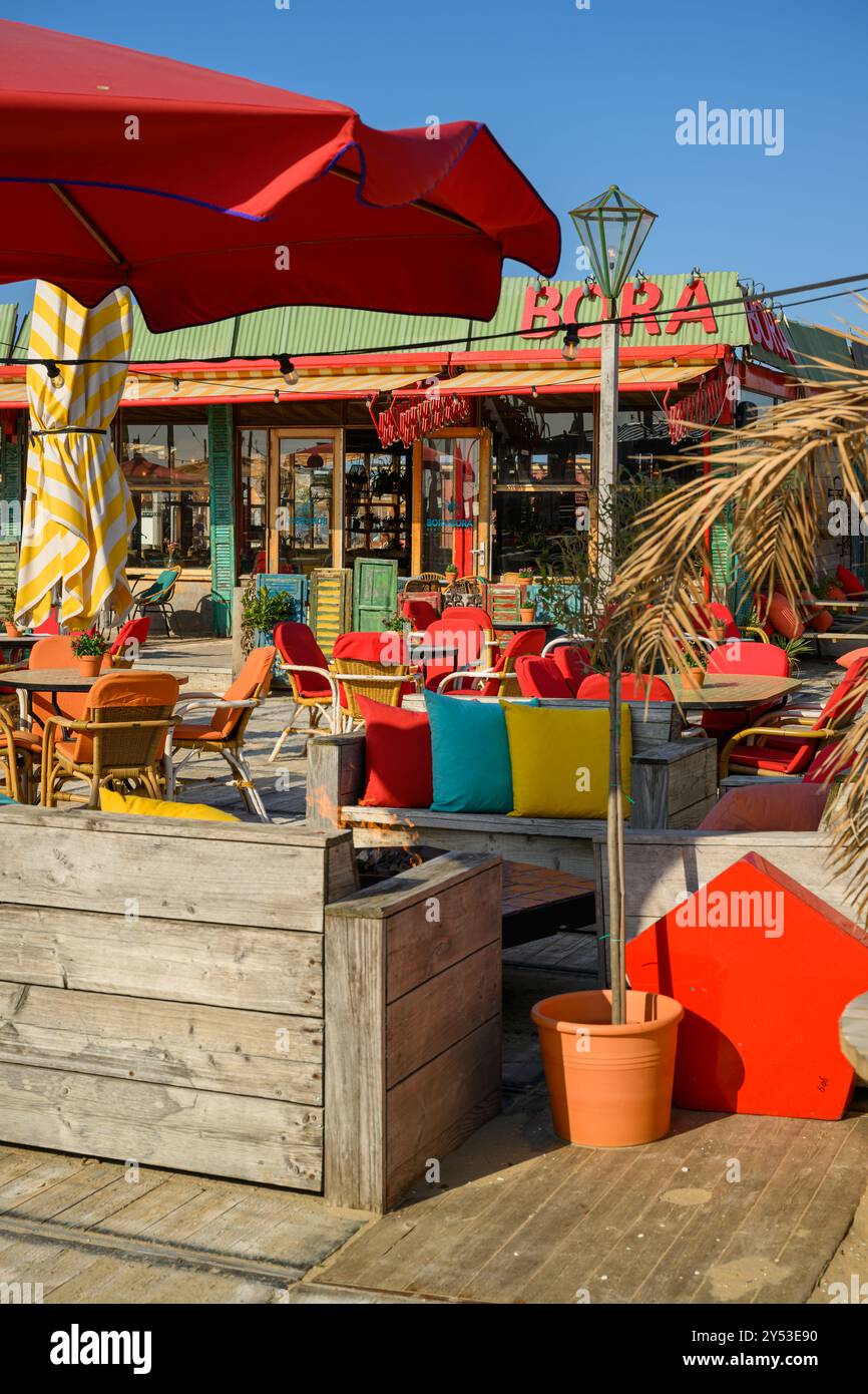 Spiaggia di Scheveningen in estate, Den Haag, Paesi Bassi Foto Stock