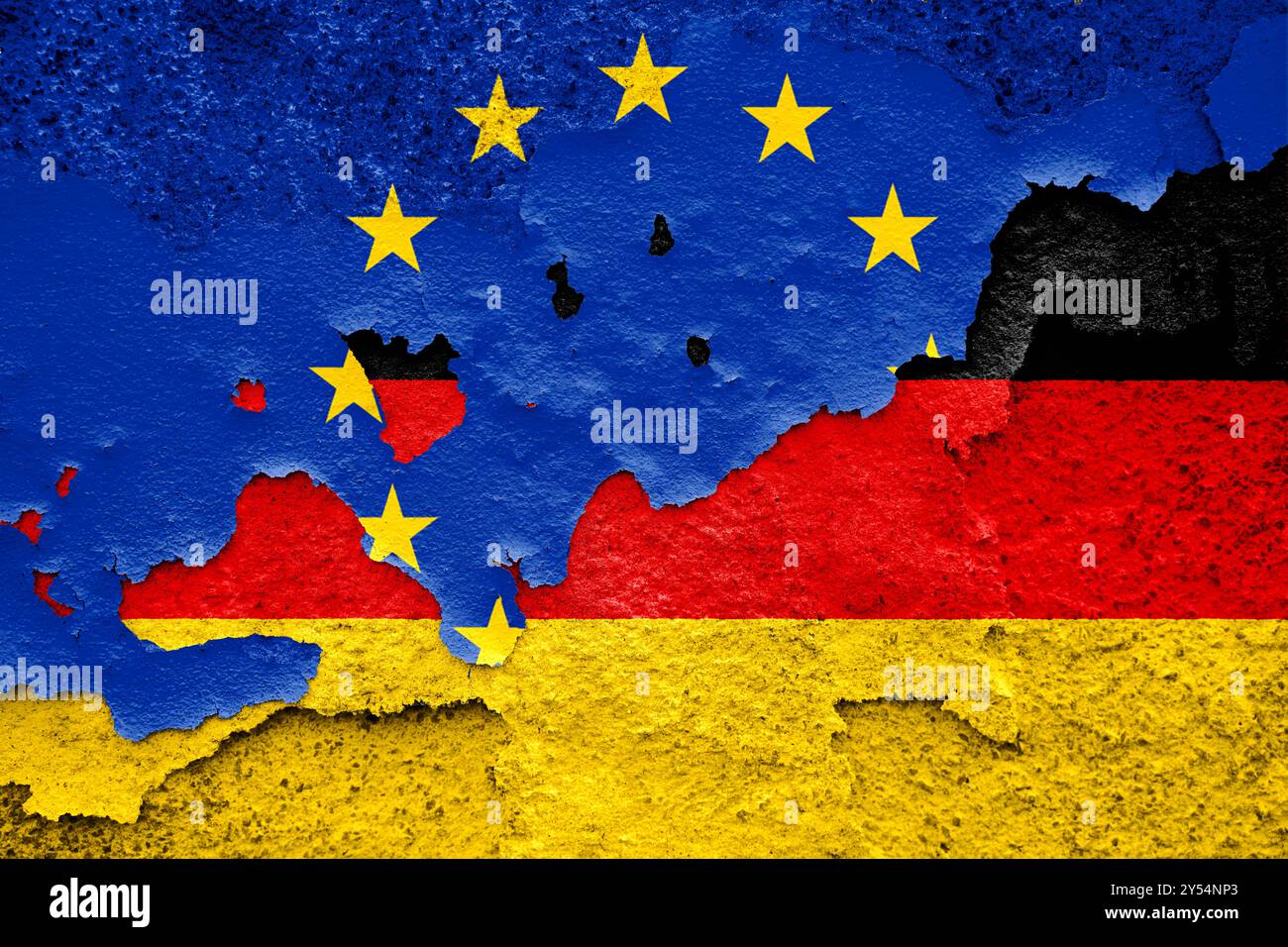 Germania - 20 settembre 2024: Crisi in Germania e in Europa - immagine simbolica sulla politica di asilo e sulle sfide politiche. FOTOMONTAGGIO *** Krise in Deutschland und Europa Symbolbild zur Asylpolitik und den politischen Herausforderungen. FOTOMONTAGE Foto Stock