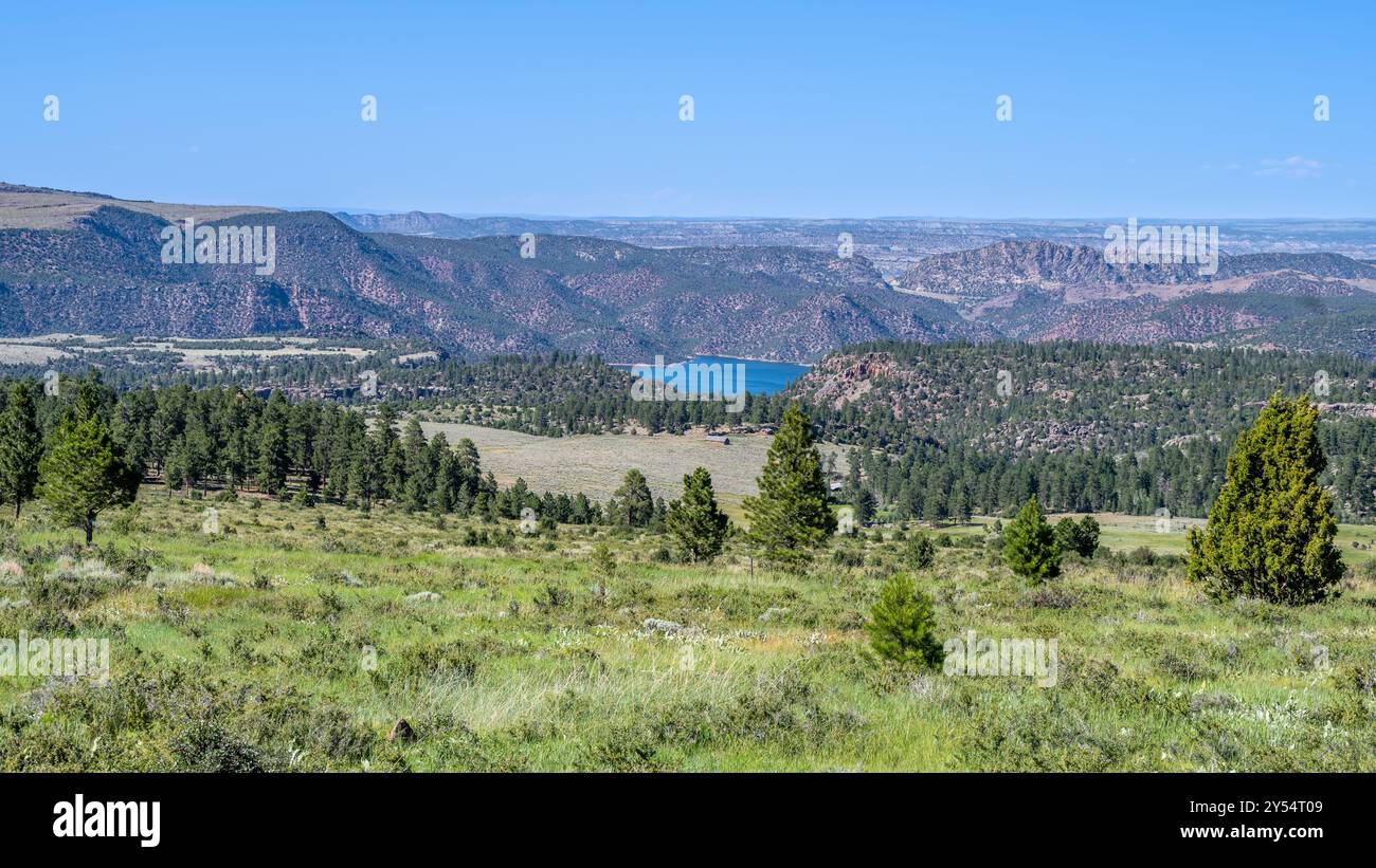Greendale Overlook, Green River, Flaming Gorge National Recreation area, nella Ashley National Forest, vicino Dutch John, Utah. Foto Stock