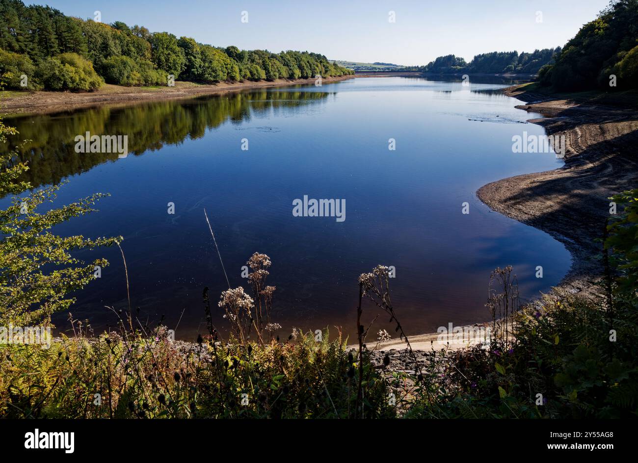 Le acque blu del Wayoh Reservoir. Foto Stock