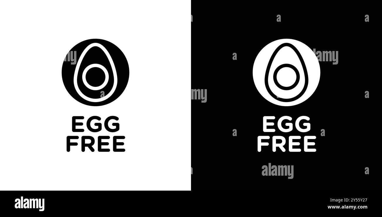 set di marchi con logo lineare con icona "egg free" in bianco e nero Illustrazione Vettoriale