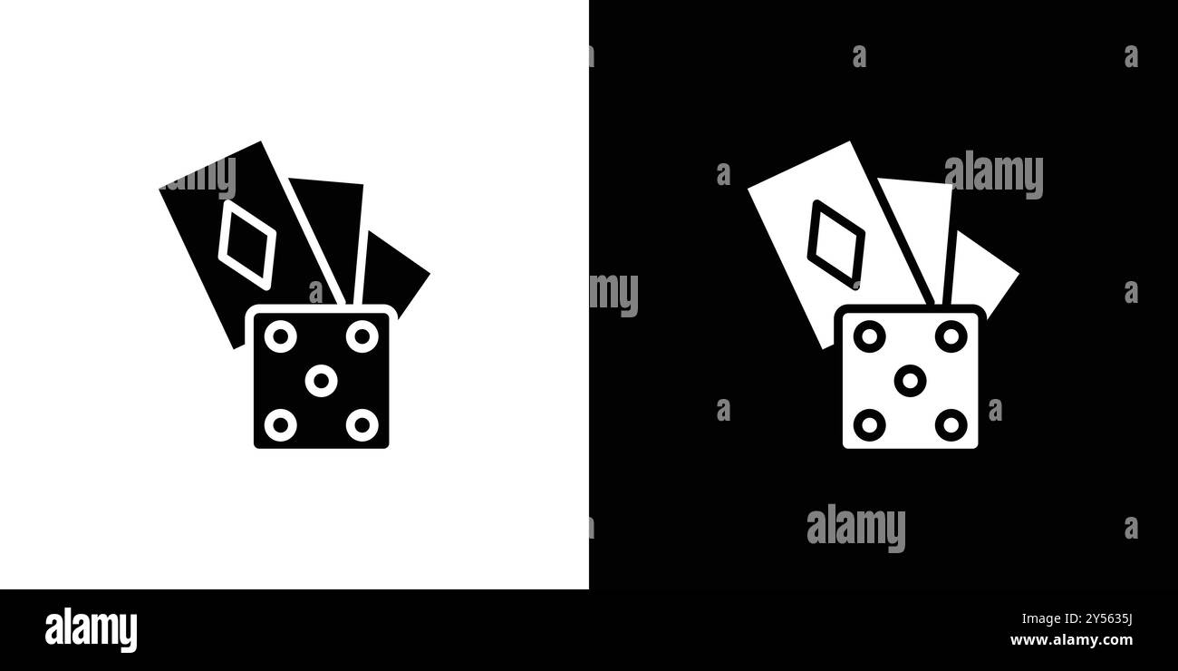 Collezione di marchi con logo lineare icona gioco d'azzardo in bianco e nero Illustrazione Vettoriale