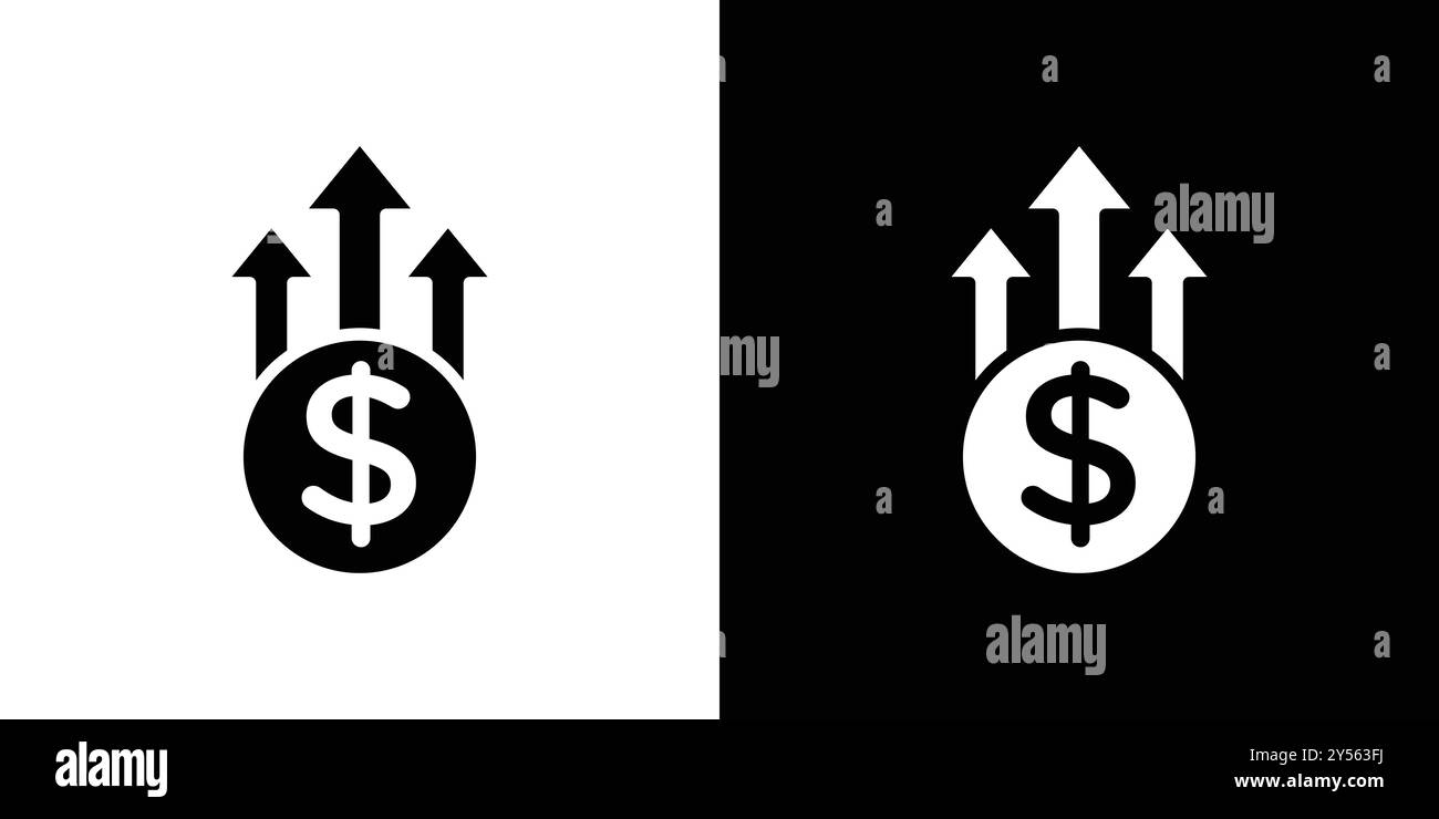 Collezione di marchi lineari con logo Money Growing Icon in bianco e nero Illustrazione Vettoriale