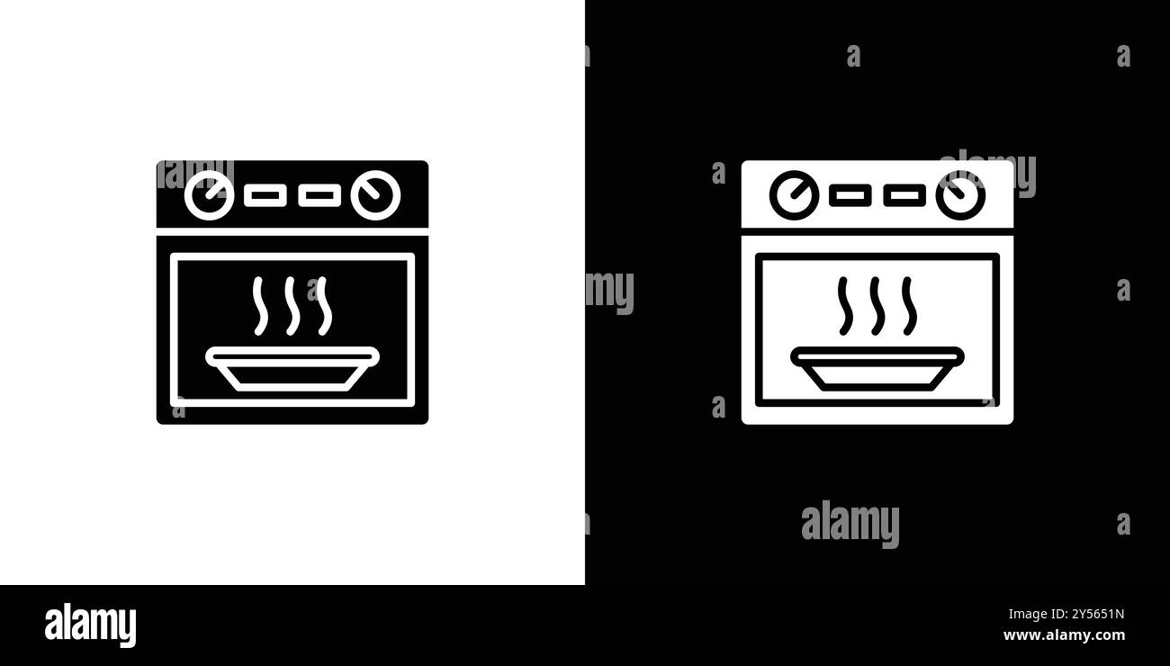 Icona del forno collezione di marchi con logo lineare in bianco e nero Illustrazione Vettoriale