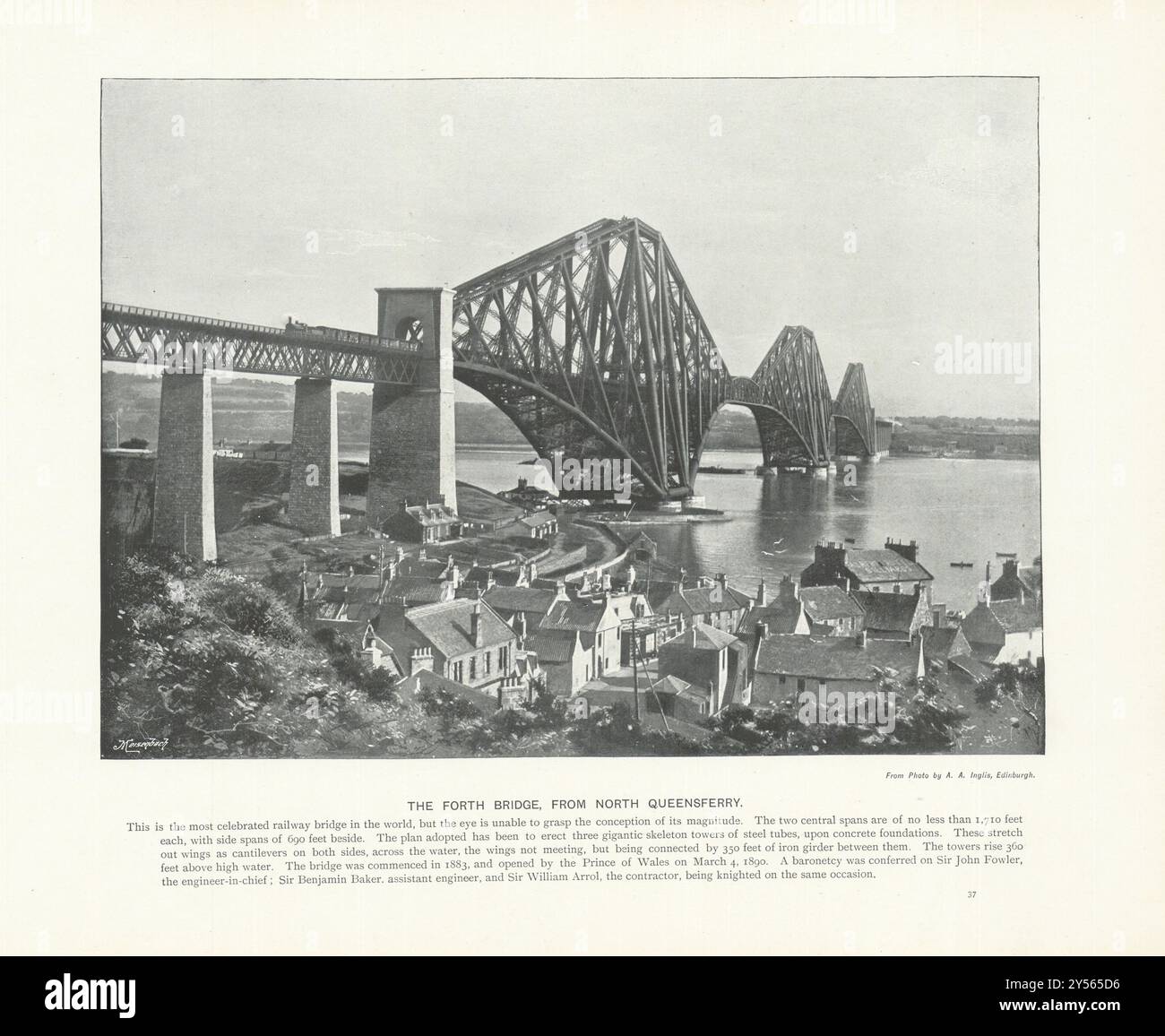 Il Forth Bridge, da North Queensferry. Scozia, 1900 vecchie stampe antiche Foto Stock