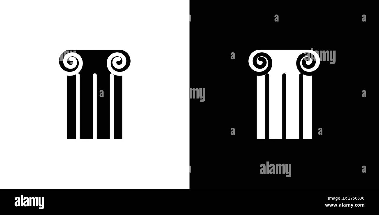Icona colonna colonna con logo lineare Set di marchi in bianco e nero Illustrazione Vettoriale