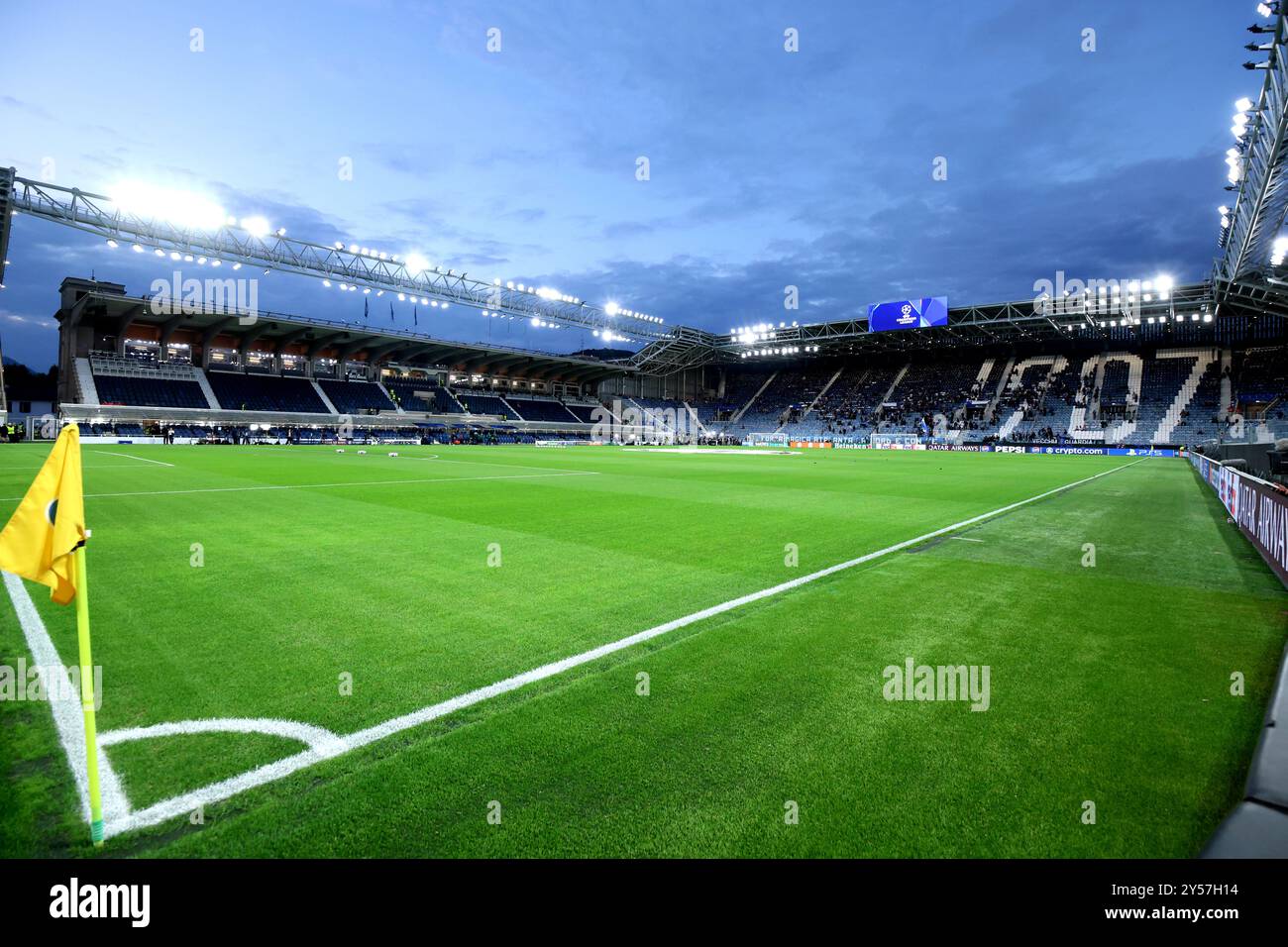 Bergamo, Italia. 19 settembre 2024. Vista generale dello Stadio Gewiss durante la fase MD1 della UEFA Champions League 2024/25 tra l'Atalanta BC e l'Arsenal FC allo Stadio Gewiss il 19 settembre 2024 a Bergamo. Crediti: Marco Canoniero/Alamy Live News Foto Stock