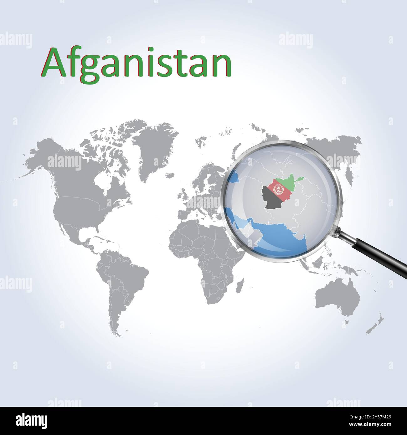 Afghanistan Magnified Map with the Flag, Afghanistan allargamento Maps, Vector Art Illustrazione Vettoriale