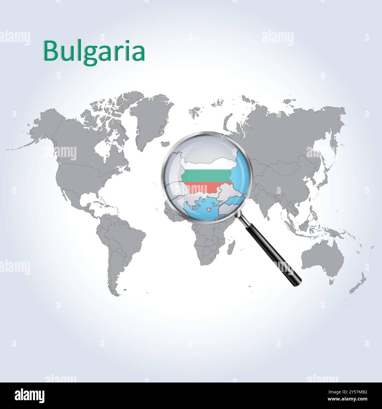 Mappa ingrandita e bandiera della Bulgaria, mappe di allargamento della Bulgaria, arte vettoriale Illustrazione Vettoriale