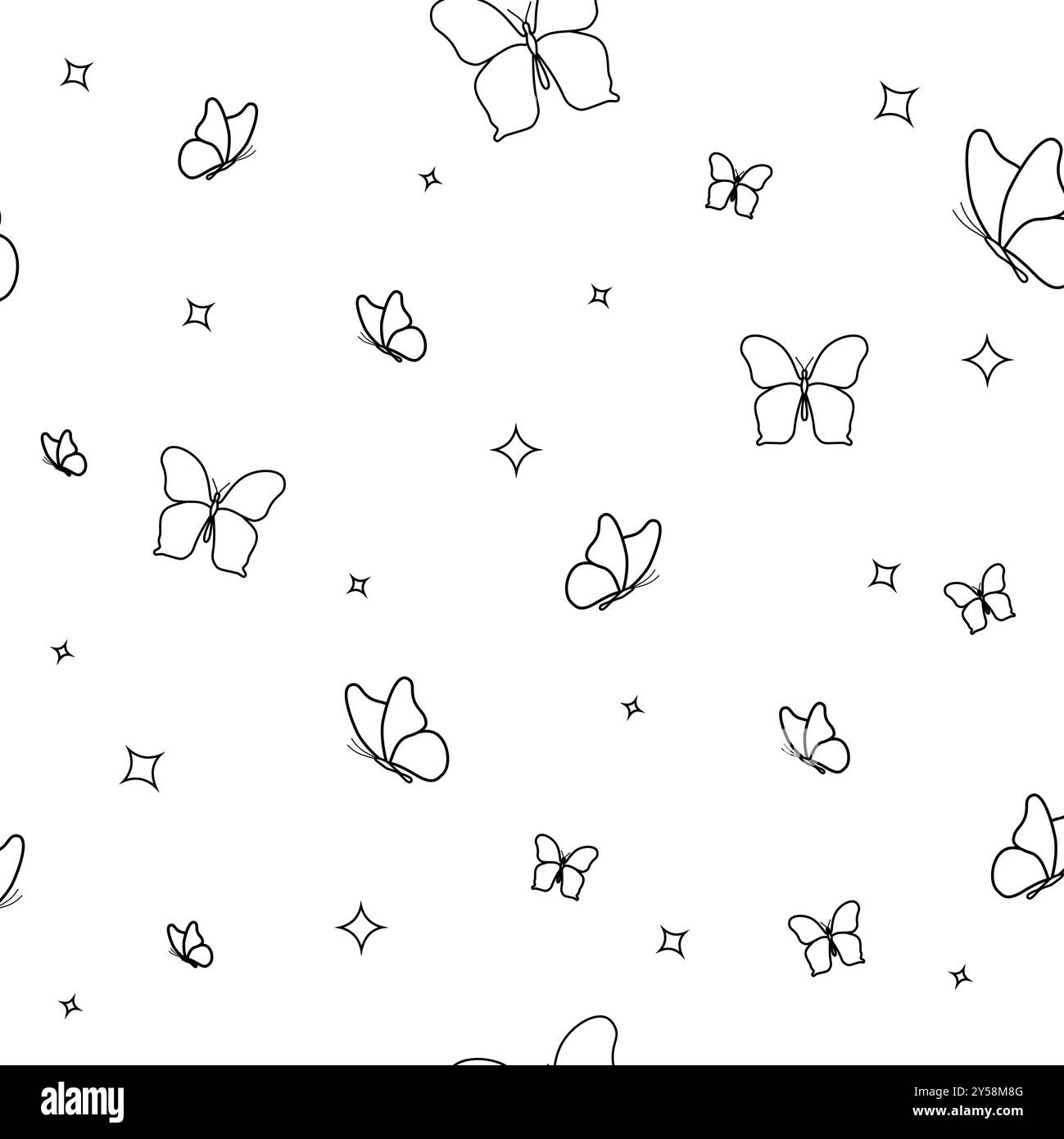 Modello a farfalla senza cuciture. Uno sfondo carino e ripetitivo con farfalle disegnate a mano. Il design ripetitivo dei colori moderni per le stampe. design rosa f Illustrazione Vettoriale