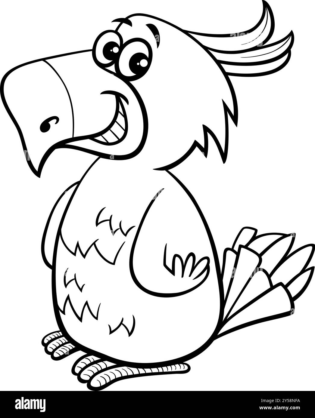 Illustrazione cartoni animati della pagina di colorazione dei personaggi degli uccelli tropicali del pappagallo divertente Illustrazione Vettoriale