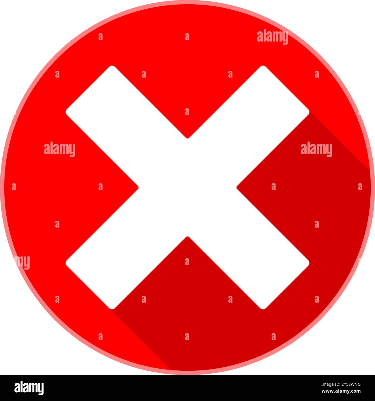 Simbolo icona del segno X rosso cerchio. Illustrazione vettoriale piatta Illustrazione Vettoriale