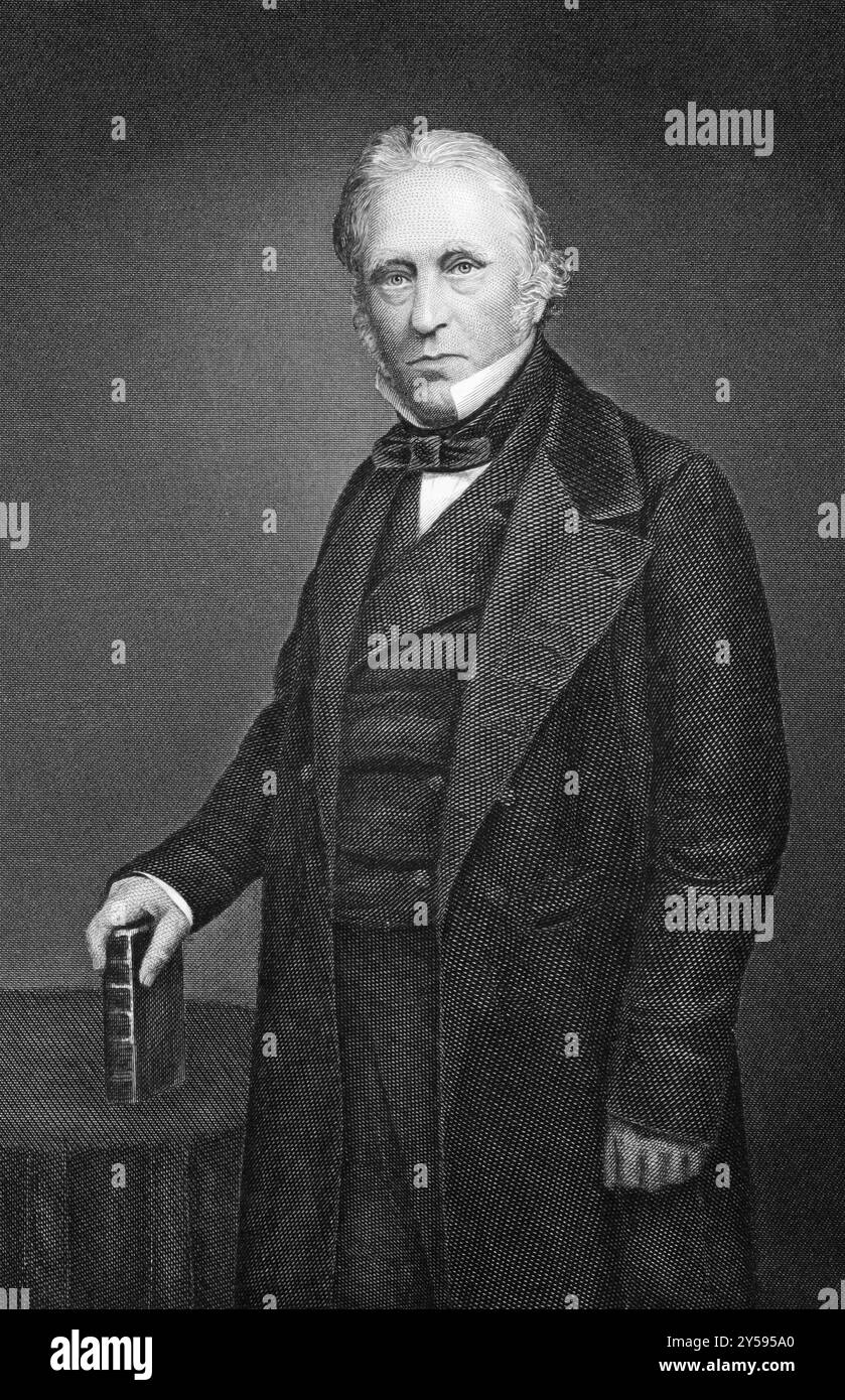 Thomas Babington Macaulay, i barone Macaulay (1800-1859) su incisione dal 1873. Storico britannico e politico Whig. Inciso dall'artista sconosciuto AN Foto Stock