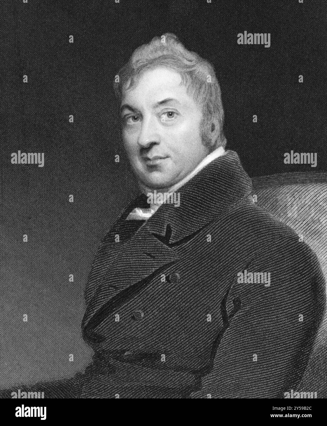 Edward Jenner (1749-1823) su incisione dal 1844. Il padre dell'immunologia. Pioniere del vaccino contro il vaiolo. Inciso da W.H.Mote dopo un dipinto di T.. La Foto Stock