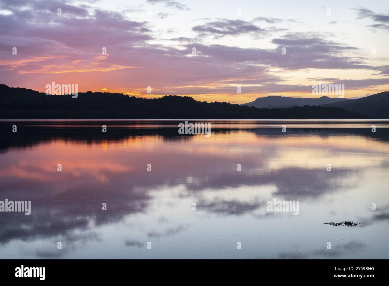 Sunset, Loch Etive, Scozia, Regno Unito, Europa Foto Stock