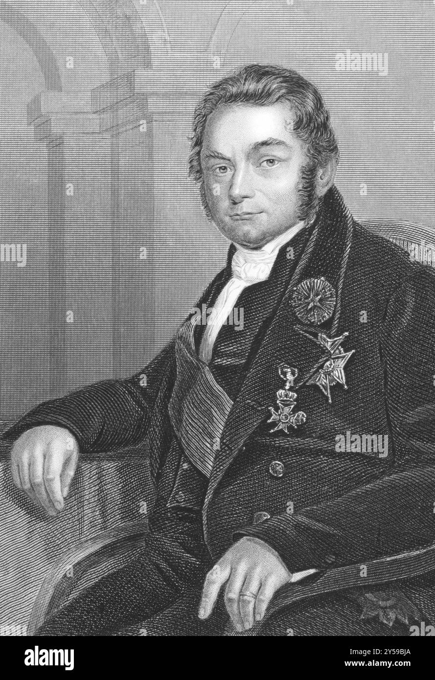 Jons Jacob Berzelius (1779-1848) sull'incisione degli anni '1800 Il padre della chimica svedese. Incisa da C.W.Sharpe e pubblicata a Londra da W. Mac Foto Stock